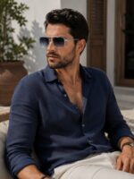 ⁦نظارة شمسية Police-OLD3846S Polarized بإطار شفاف وعدسات متدرجة – تصميم عصري فاخر⁩ - الصورة ⁦4⁩