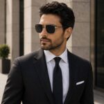 ⁦نظارة Montblanc-MB24808 الشمسية Polarized للرجال – تصميم فاخر بإطار ذهبي وعدسات رمادية UV400⁩ - الصورة ⁦4⁩