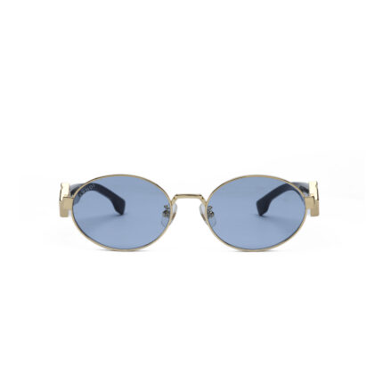 نظارة شمس نسائية FENDI –FE40277I تصميم دائري فاخر بإطار ذهبي وعدسات زرقاء UV400