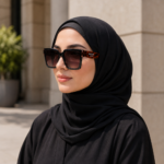 ⁦نظارة شمسية نسائية Prada –OPR24ZS تصميم جريء بإطار أسود وأذرع تورتويز فاخرة⁩ - الصورة ⁦4⁩